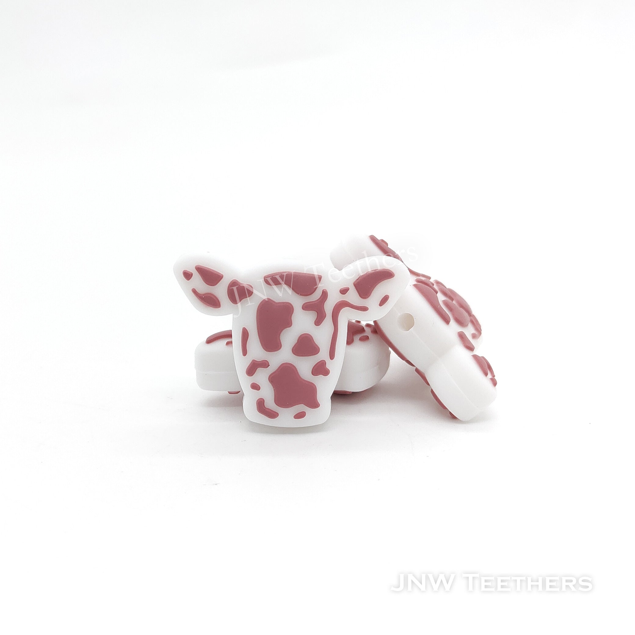 Cow Silicone Focal Beads Dusty Rose