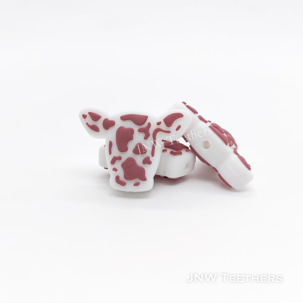 Cow Head Silicone Focal Beads Shiny Brown