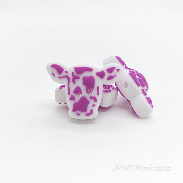 Cow Head Silicone Focal Beads Purple