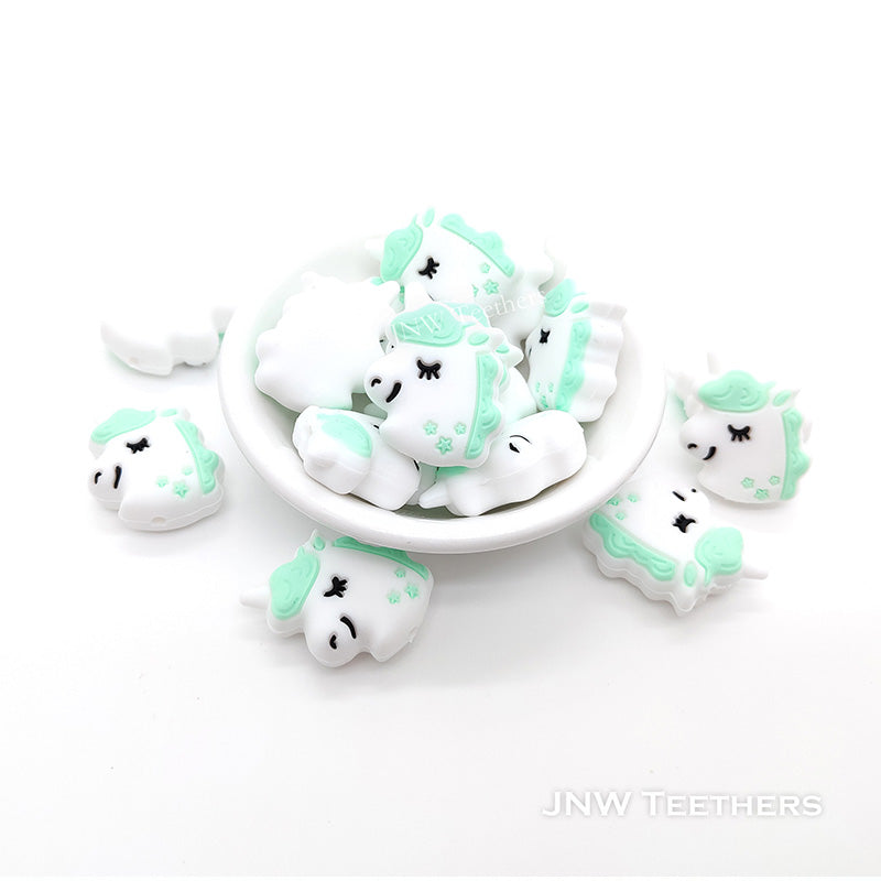 Unicorn Silicone Focal Beads mint