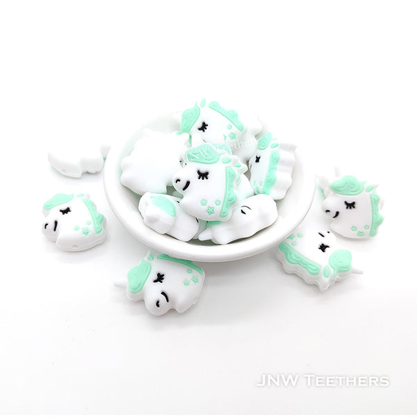 Unicorn Silicone Focal Beads mint