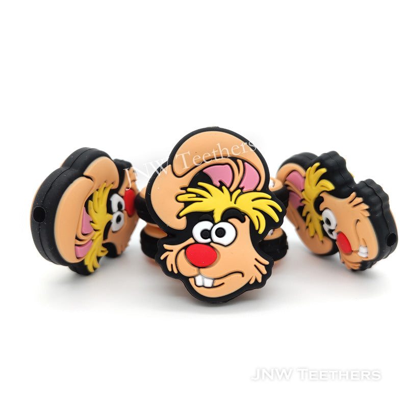 Red Nose Bunny Silicone Focal Beads