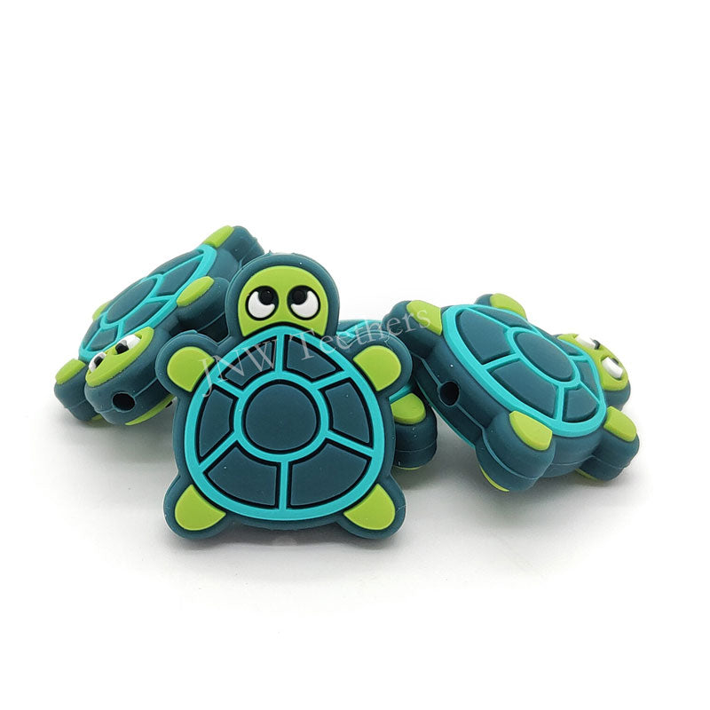 Silicone Green Turtle beads, silicone focal beads wholesale