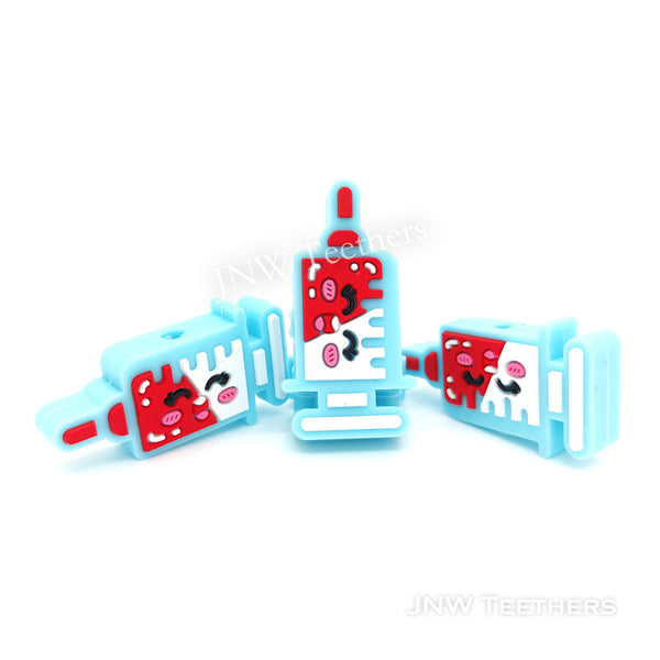 Smiley face syringe silicone focal beads