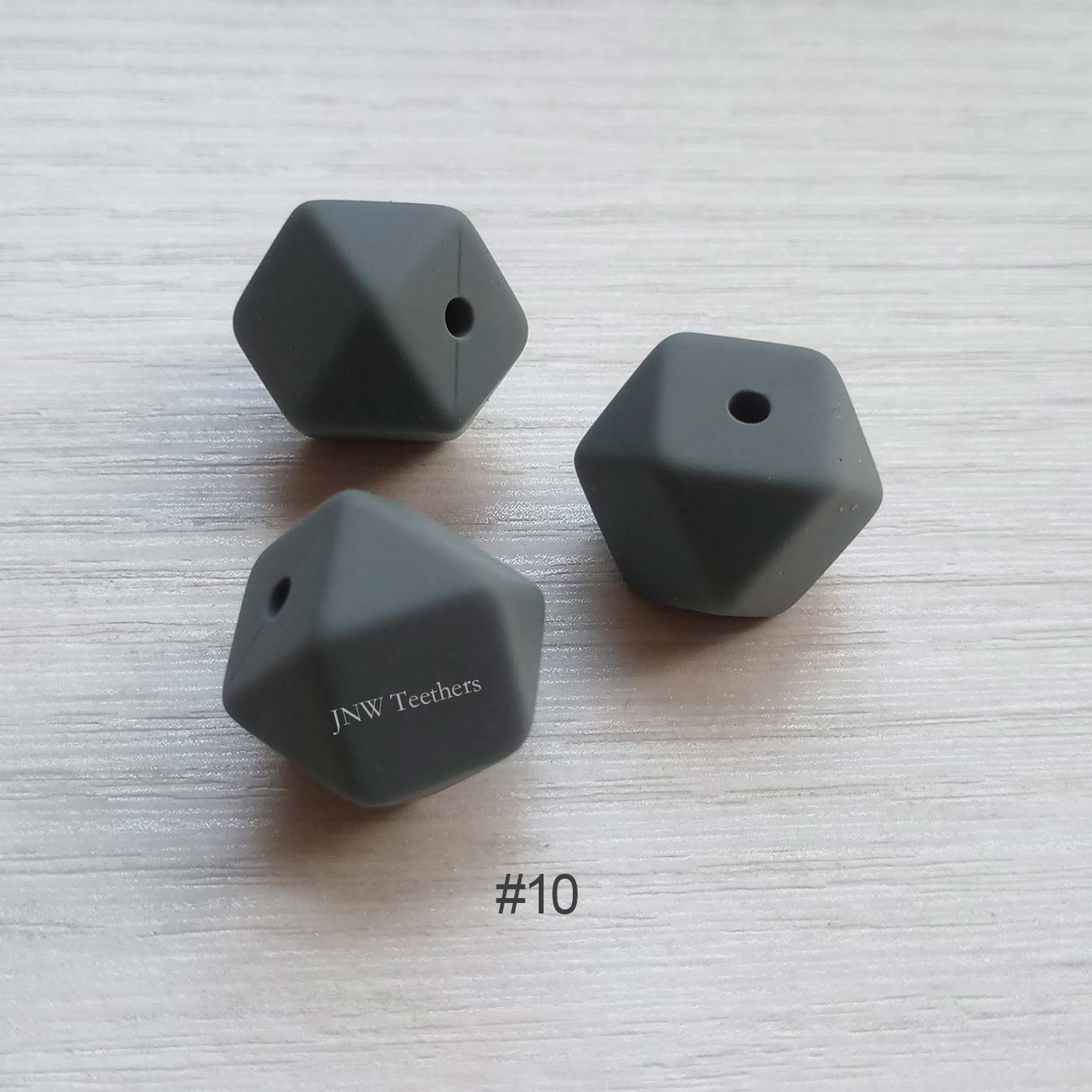 14mm &17mm Dim Grey Silicone Hexagon Beads