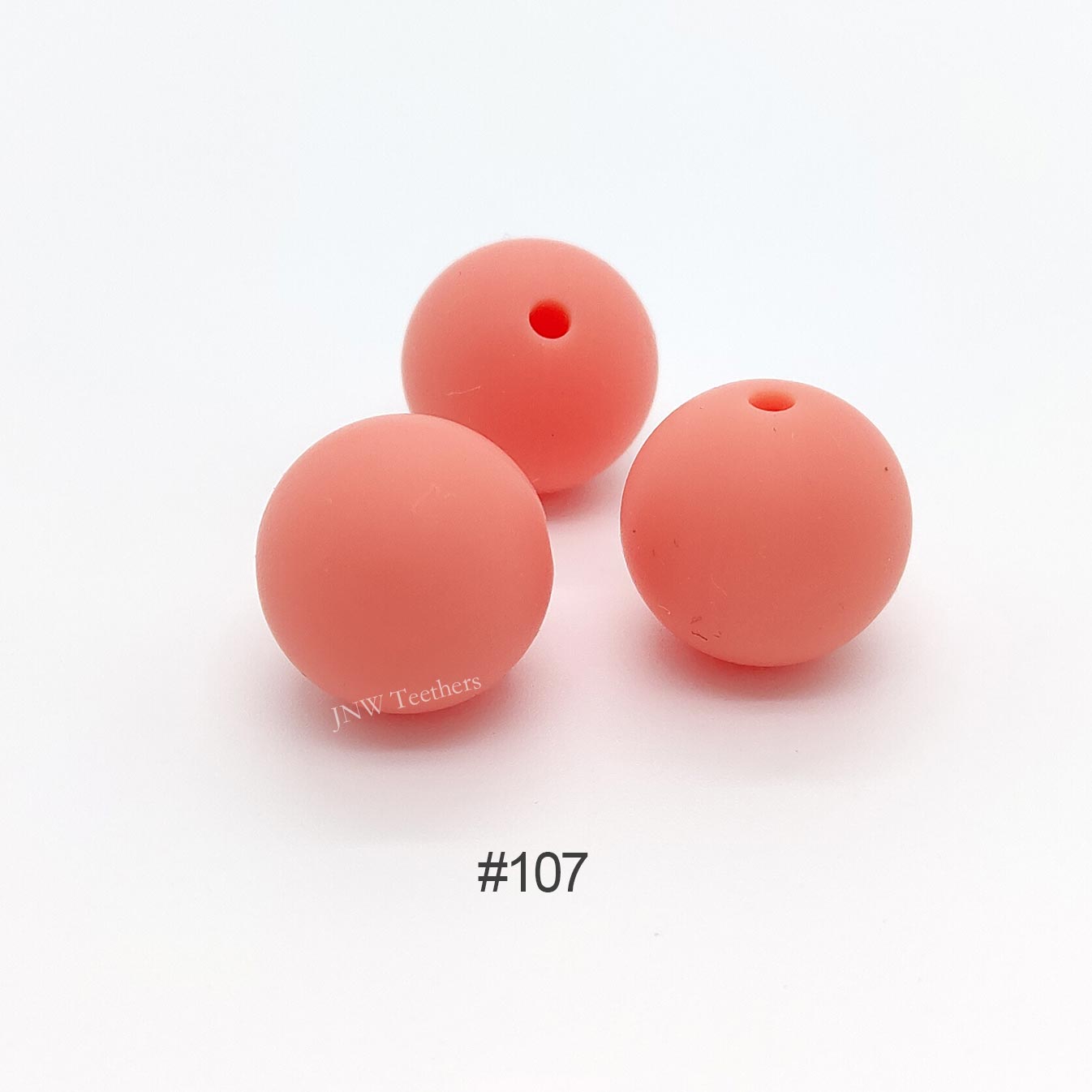 107 Salmon silicone round beads 9mm 12mm 15mm