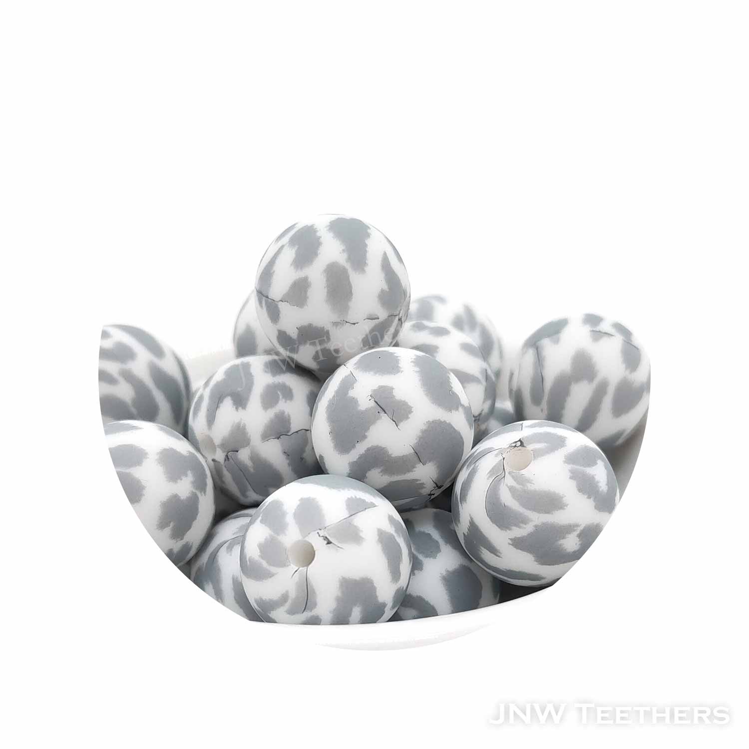 #110 Light Grey Leopard Prints - Silicone Beads