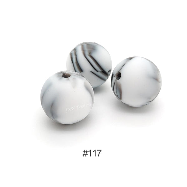 117 Marble silicone round beads 9mm 12mm 15mm