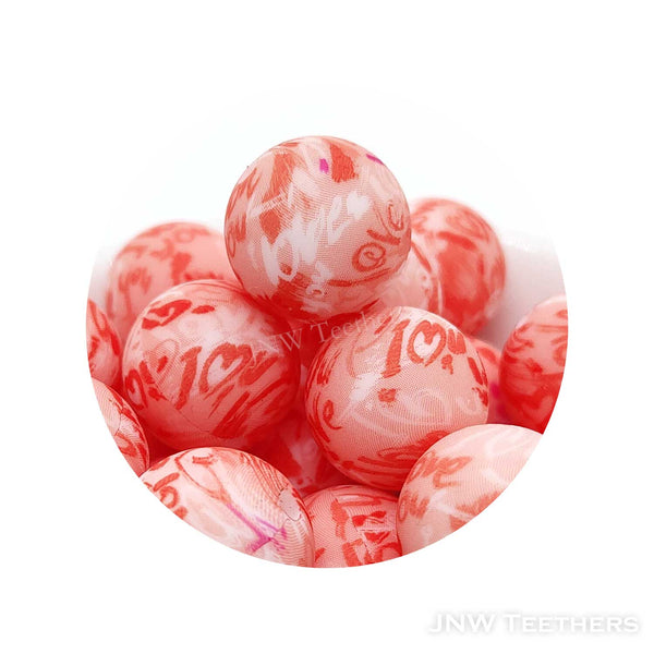 119 I love you printed silicone beads