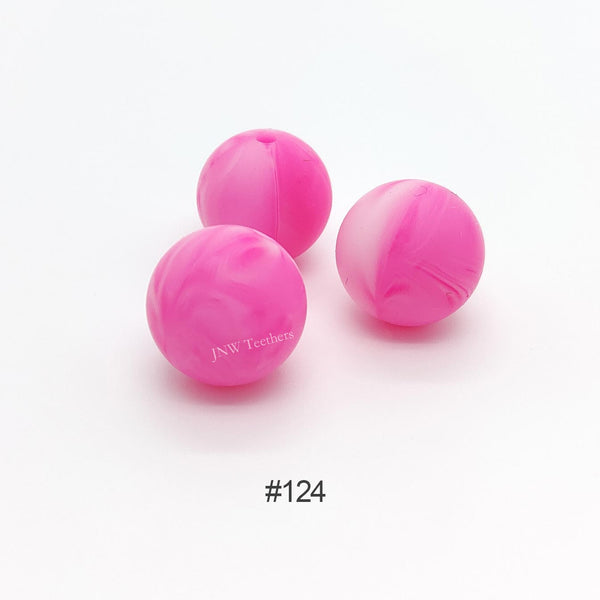 124 Marble Shiny pink silicone round beads 9mm 12mm 15mm