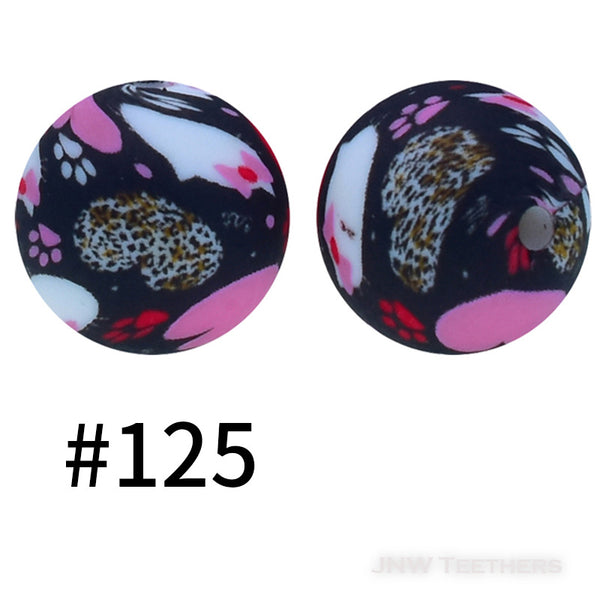 15mm Silicone Printed Beads Pattern D