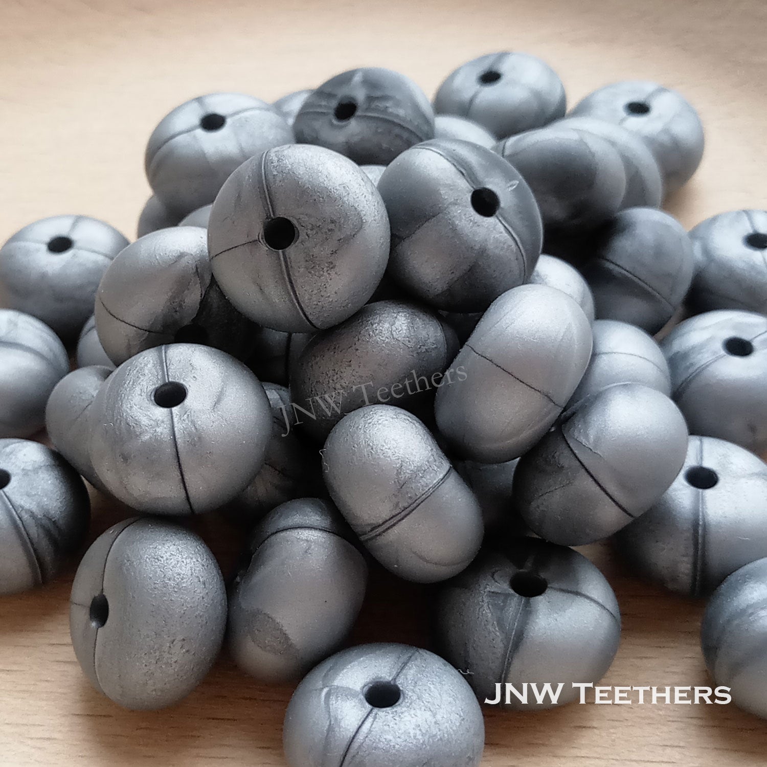 14mm Silicone Abacus - Metallic Silver