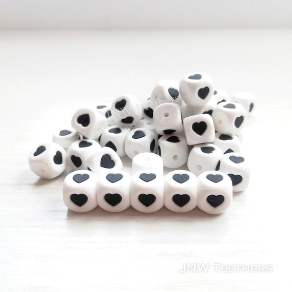 12mm heart dice silicone beads