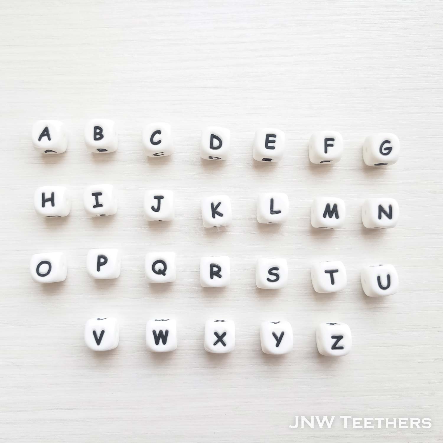 12mm Silicone White Alphabet Beads