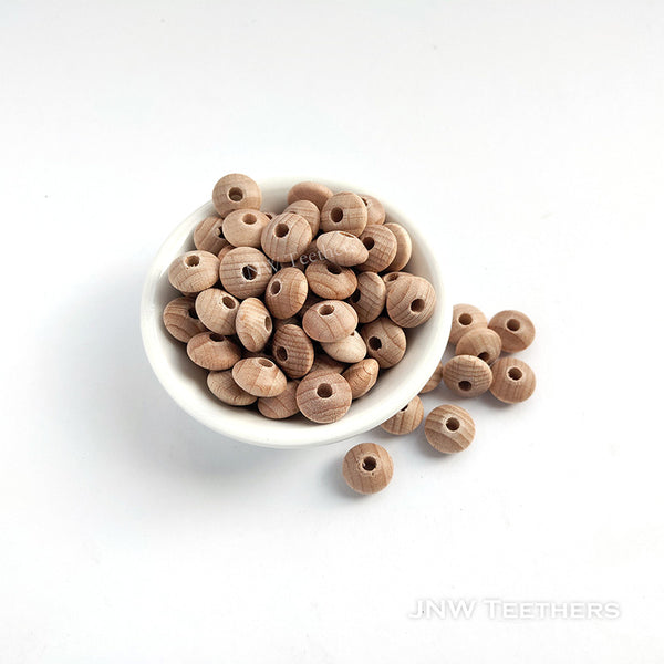 12mm Beech Wood Lentil Beads
