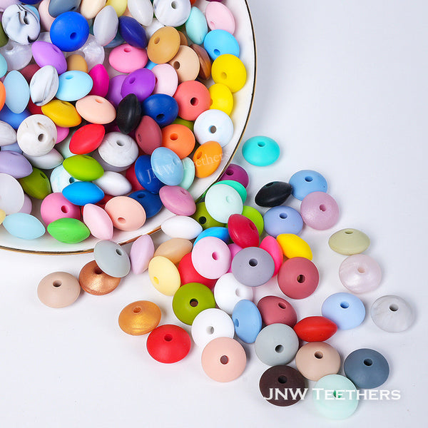 12mm Lentil Silicone solid color spacer beads JNWTeethers