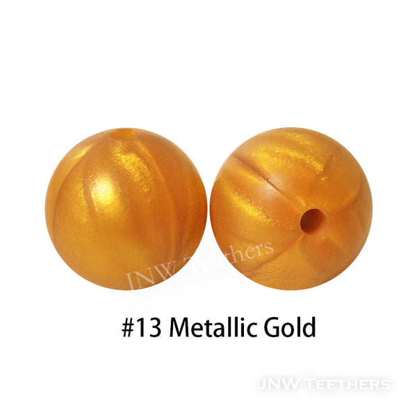 JNWTeethers 12mm silicone round beads metallic gold