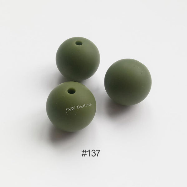 137 Olive green silicone round beads 9mm 12mm 15mm