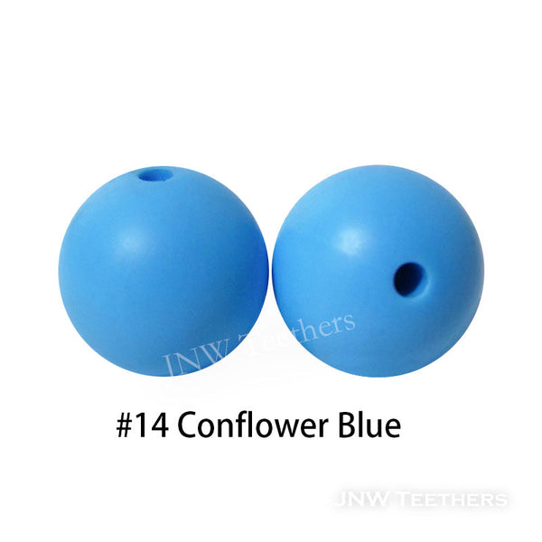JNWTeethers 12mm silicone round beads conflower blue