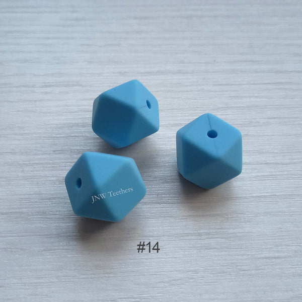 14mm &17mm Vivid Cerulean Silicone Hexagon Beads
