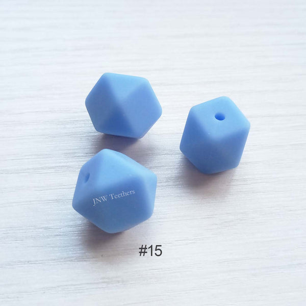 14mm &17mm China Blue Silicone Hexagon Beads