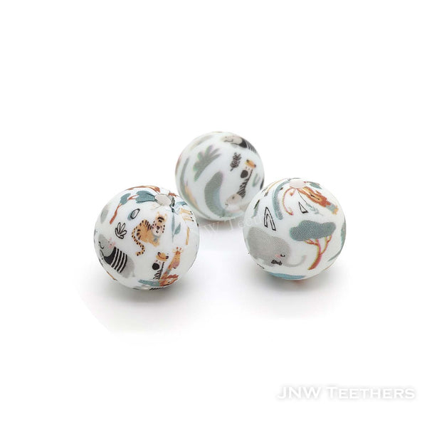 15mm animals silicone printed beads D26