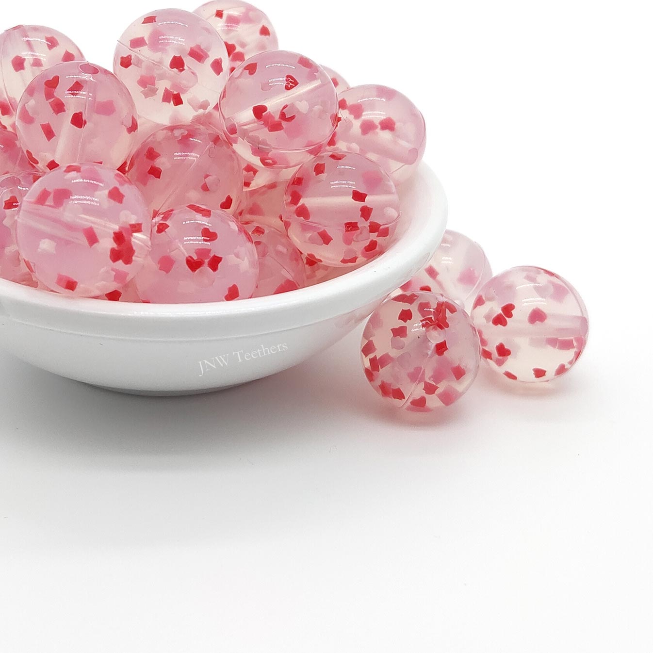 15mm Ronde transparente coeur - Perle en silicone