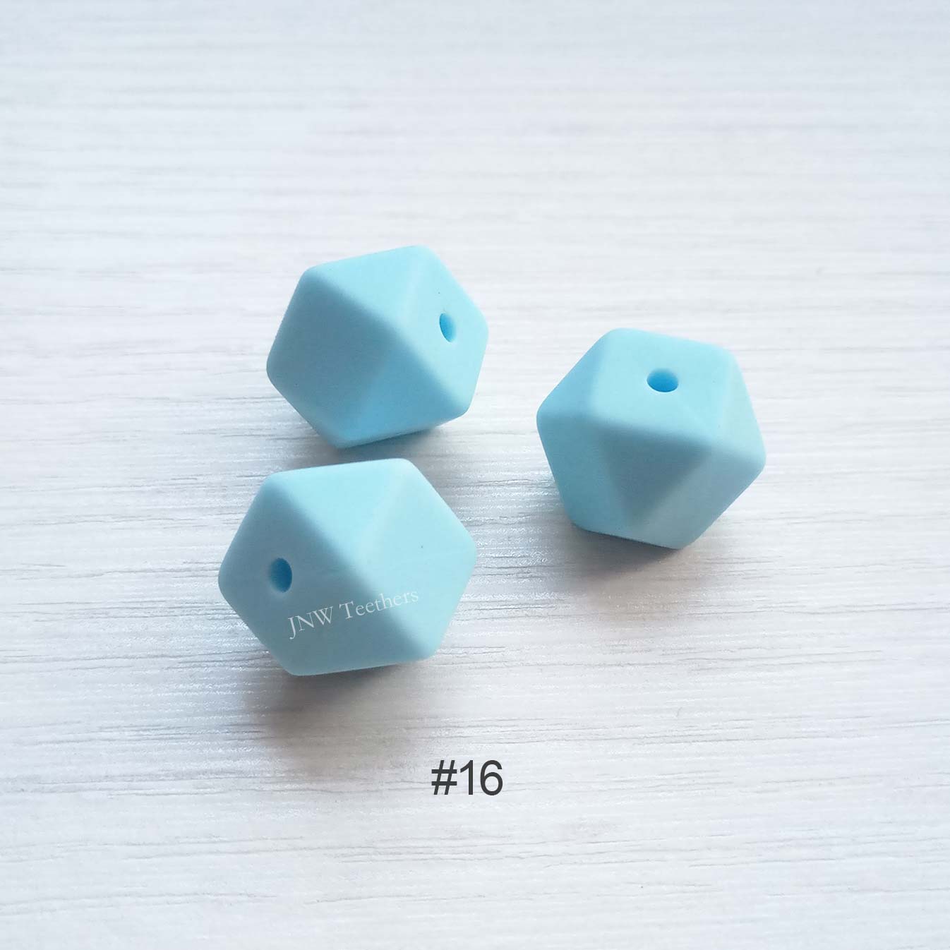14mm &17mm  Baby Blue Silicone Hexagon Beads