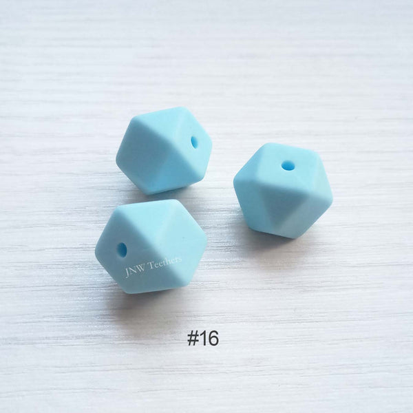 14mm &17mm  Baby Blue Silicone Hexagon Beads