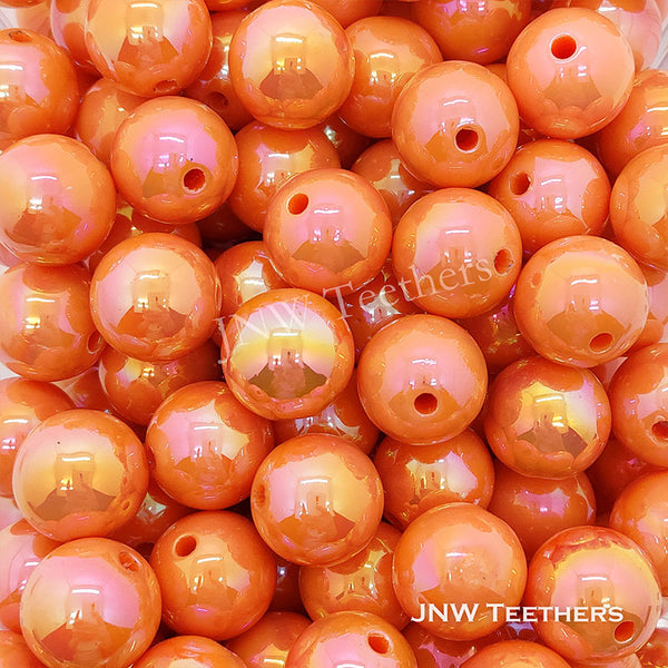 Orange 16mm Round Gumball Iridescent Acrylic Beads