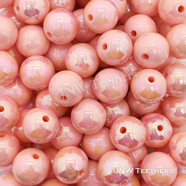 Peachy 16mm Round Gumball Iridescent Acrylic Beads