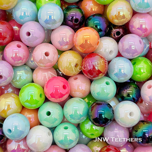 16mm Round Gumball Iridescent Acrylic Beads