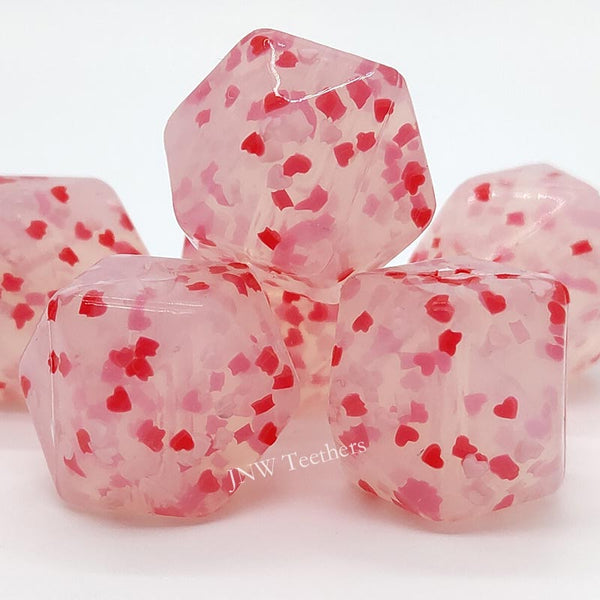 5pcs 17mm Sprinkle Silicone Hexagon Beads
