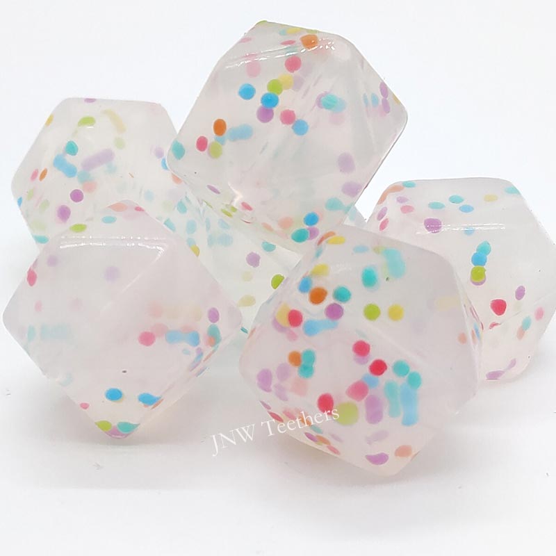 5pcs 17mm Sprinkle Silicone Hexagon Beads