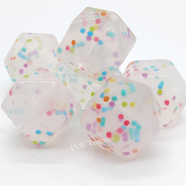 5pcs 17mm Sprinkle Silicone Hexagon Beads