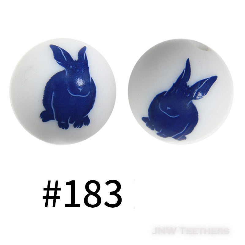 15mm Silicone Printed Beads Pattern E