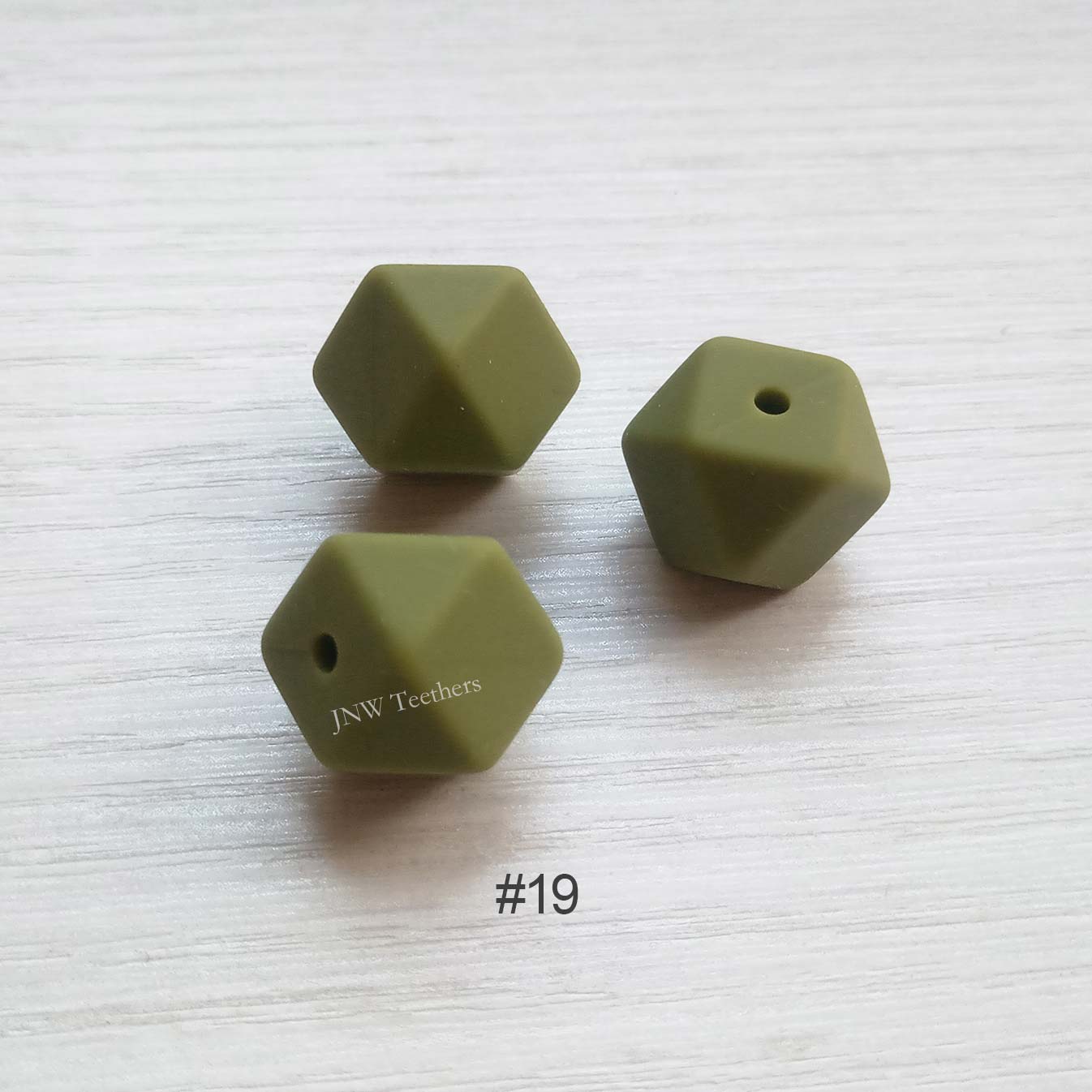14mm &17mm  ArmyGreen Silicone Hexagon Beads