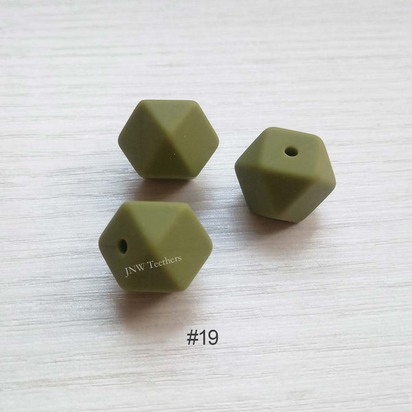 14mm &17mm  ArmyGreen Silicone Hexagon Beads