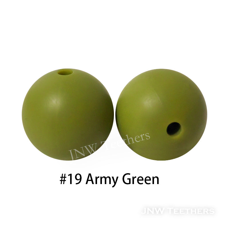 JNWTeethers 9mm silicone round beads army green