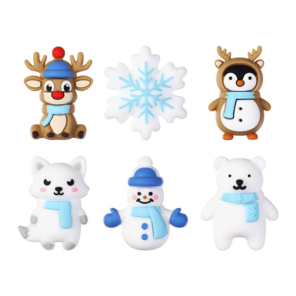 3D Snowmen Silicone Focal Beads