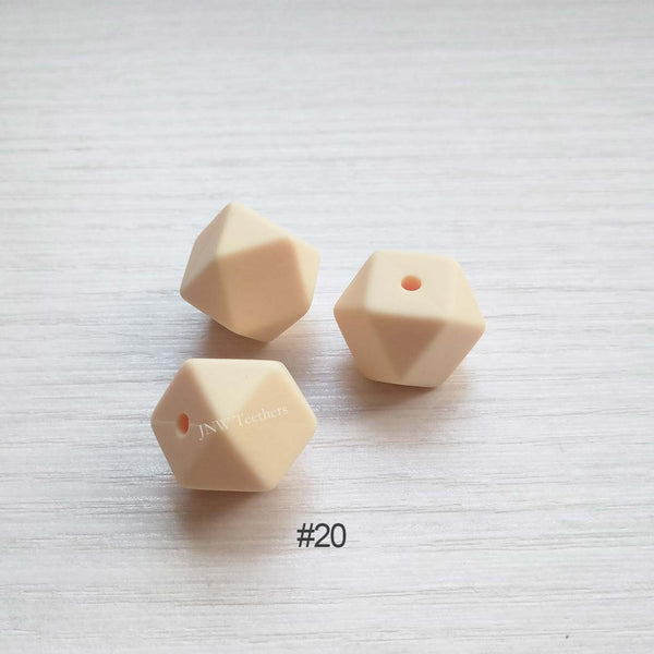 14mm &17mm Beige  Silicone Hexagon Beads