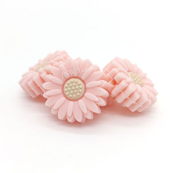 Silikonperle Blume Margerithe, Rosa, 22 x 8,5mm