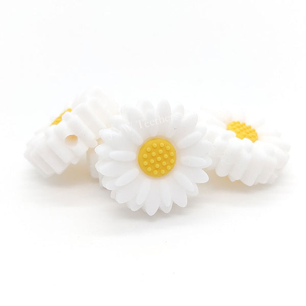 Silikonperle Gänseblümchen Weiß