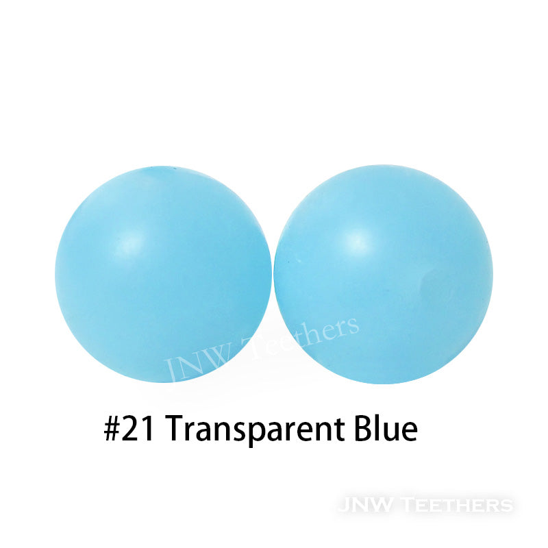 Cuentas redondas de silicona azul transparente