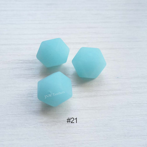 14mm &17mm TransparentBlue  Silicone Hexagon Beads