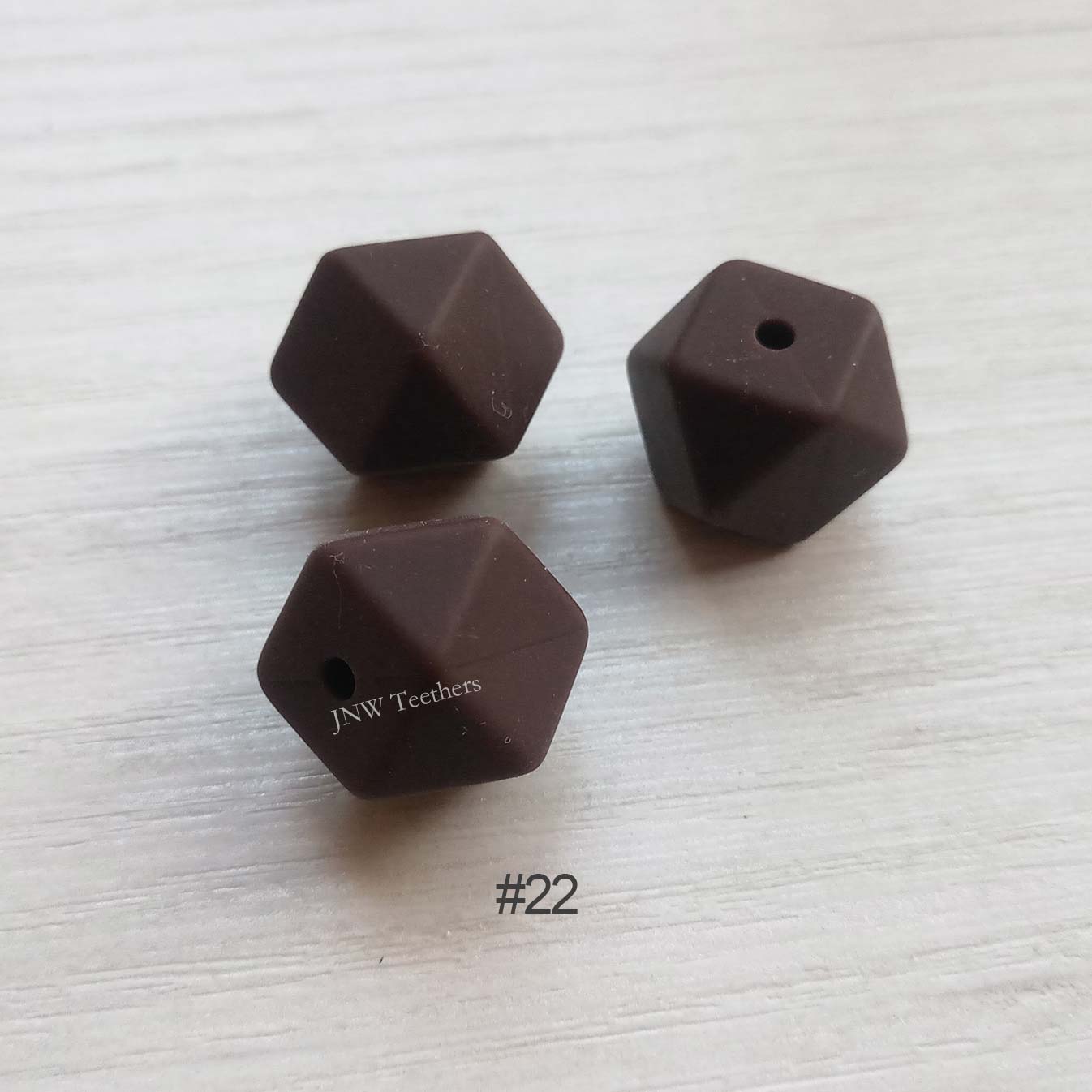 14mm &17mm  Brown Silicone Hexagon Beads