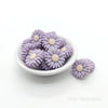 22mm lavender daisy silicone focal beads