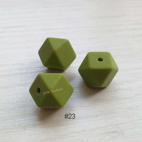 14mm &17mm Green Bean Silicone Hexagon Beads
