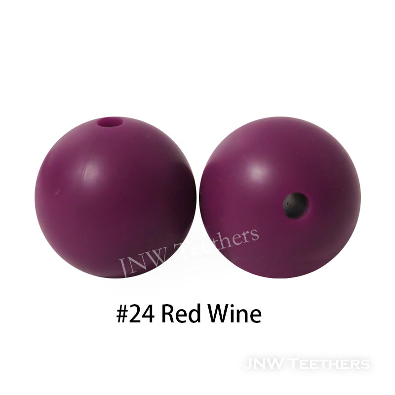 JNWTeethers 12mm silicone round beads red wine