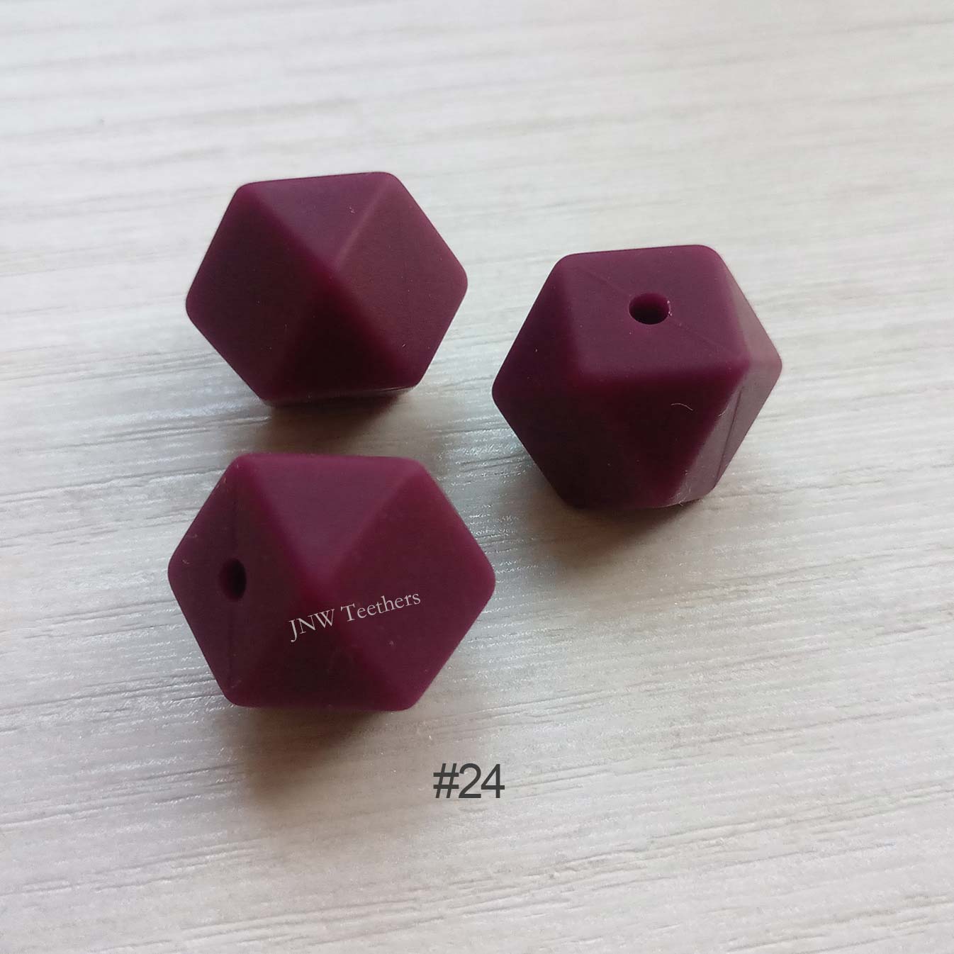14mm &17mm  Wine Red Silicone Hexagon Beads